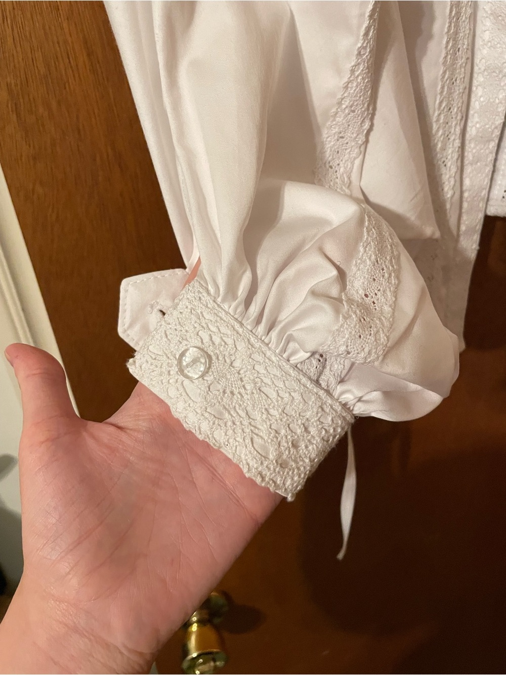 Large Gibson Girl Dress White Blouse Edwardian High Neck Button Front - Picture 5 of 9